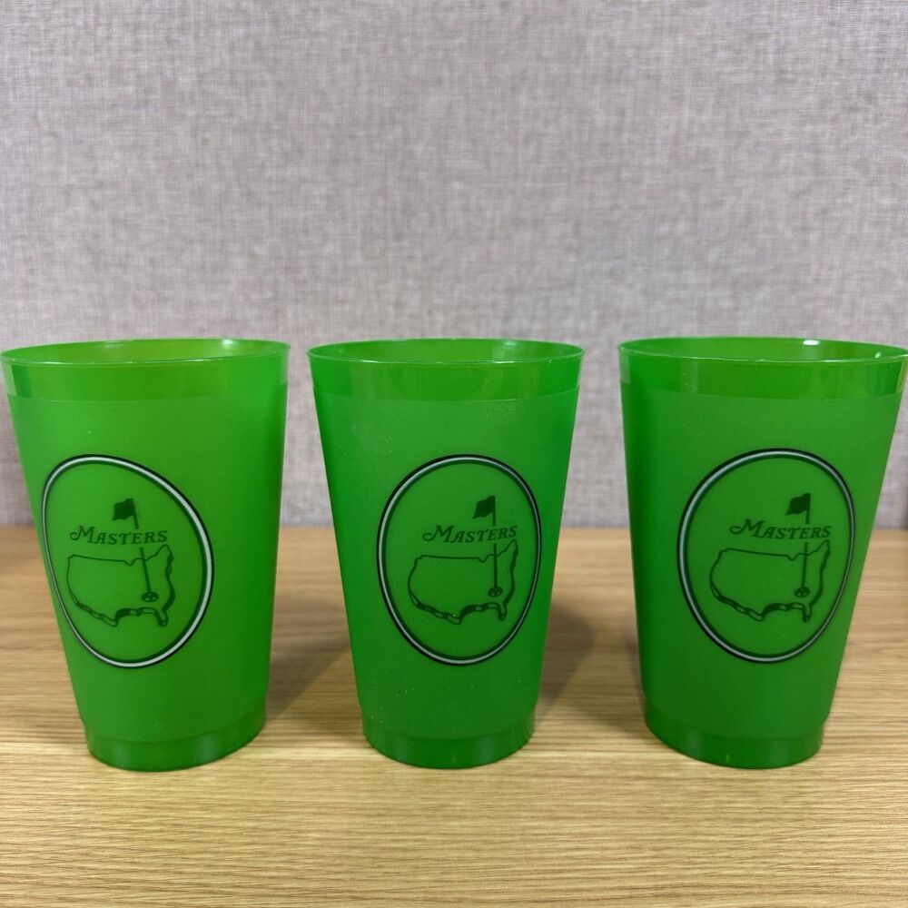 Lot of 3 Masters Tournament Green Plastic 16oz Souvenir Drink Concession Cups